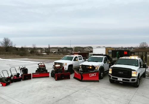 Mobeck Lawn & Landscape's trucks and equipment for snow removal services