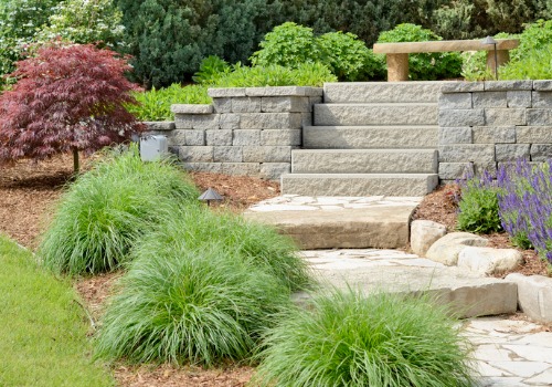 concrete paver steps with landscaping