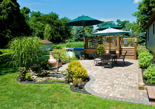 A newly installed patio, part of Hardscaping in Washington IL